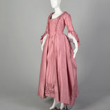 XS Reproduction 1780s Robe A L'Anglais Dress Box Pleat Embroidered Petticoat 5pc Repro Gown