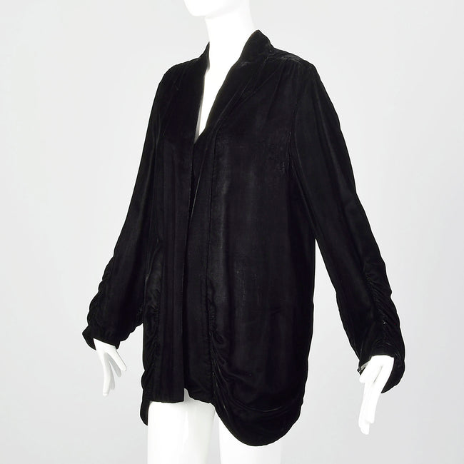 Medium 1920s Black Velvet Cardigan