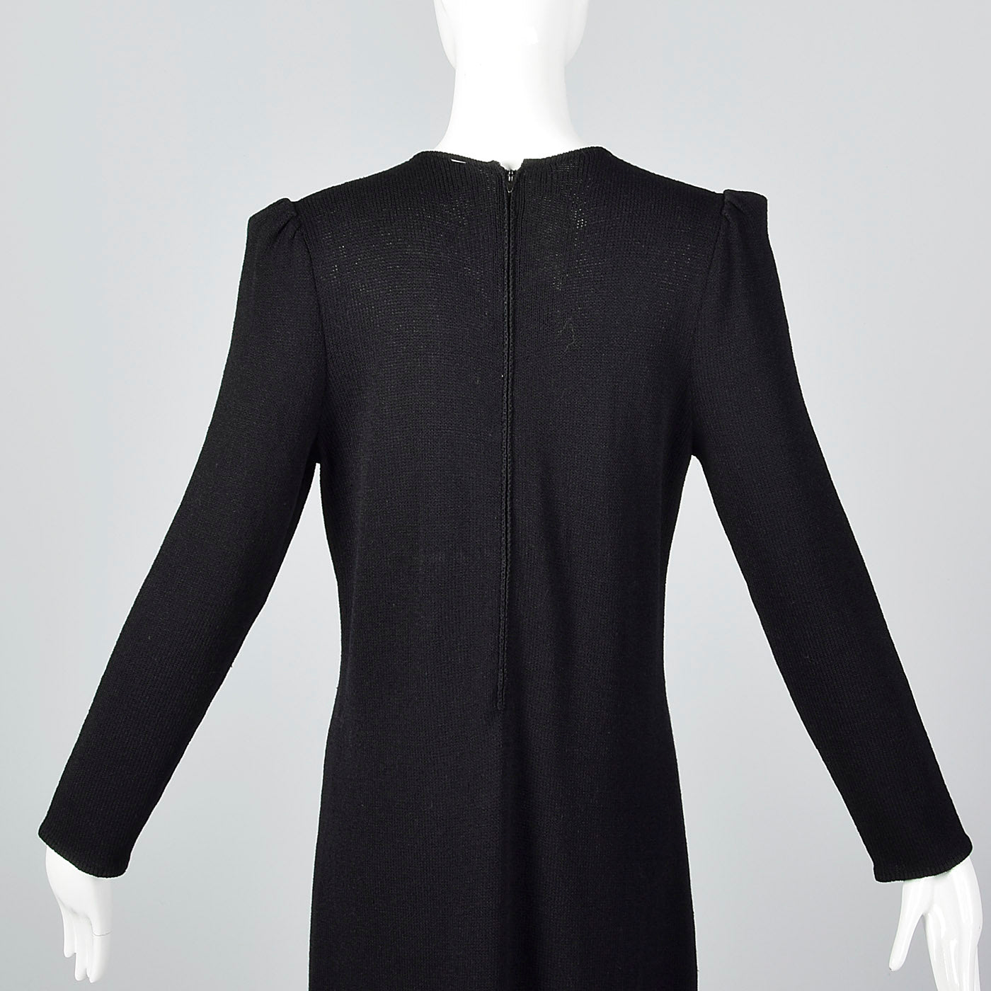 St John Long Sleeve Winter Dress with Plunging Neckline