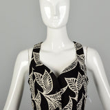 Medium 1990s Tropical Print Black Dress Casual Sleeveless