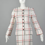 Small 1980s Michael Novarese Skirt Suit Windowpane Check