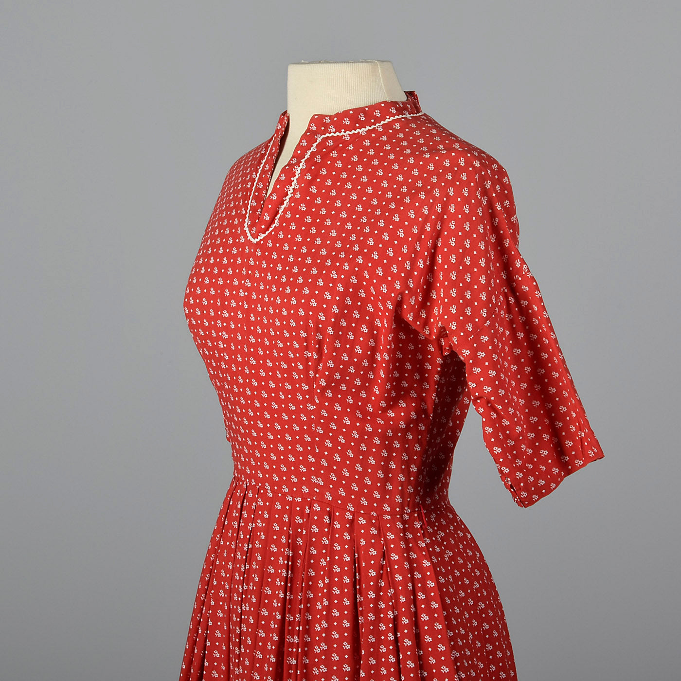 1950s Lanz Red Cotton Fit and Flare Dress