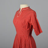 1950s Lanz Red Cotton Fit and Flare Dress