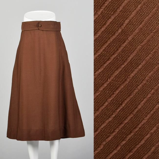 Medium 1910s Edwardian Brown Lightweight Skirt