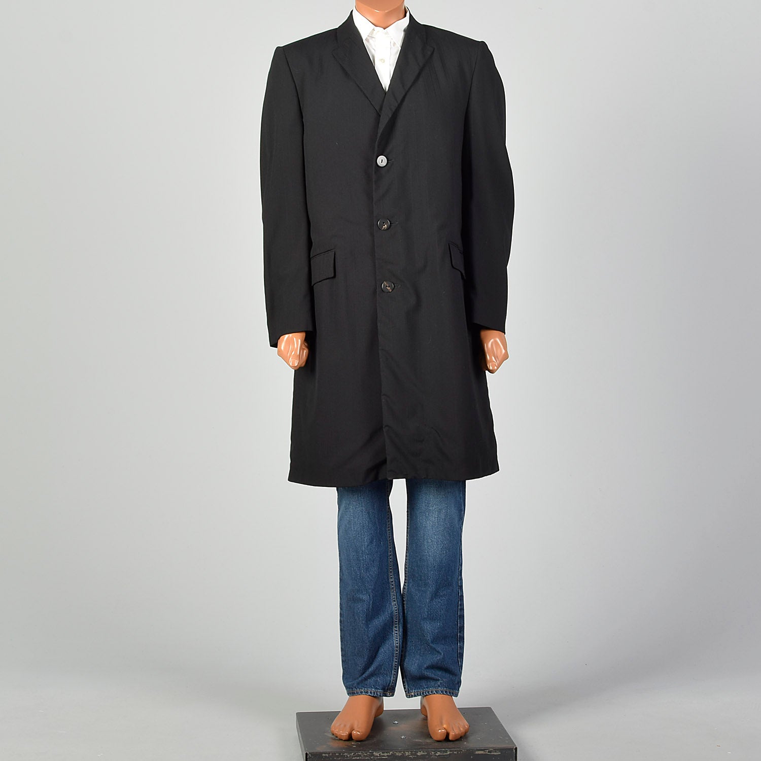 Medium 1960s Mens Black Top Coat
