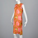 1960s Pink and Orange Floral Shift Dress