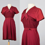1950s Burgundy Dress with Lace Overlay