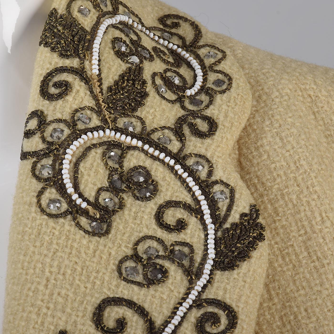 1940s Clutch Coat with Beaded Lapels