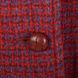 Medium 1960s Red and Blue Scottish Wool Tweed Coat