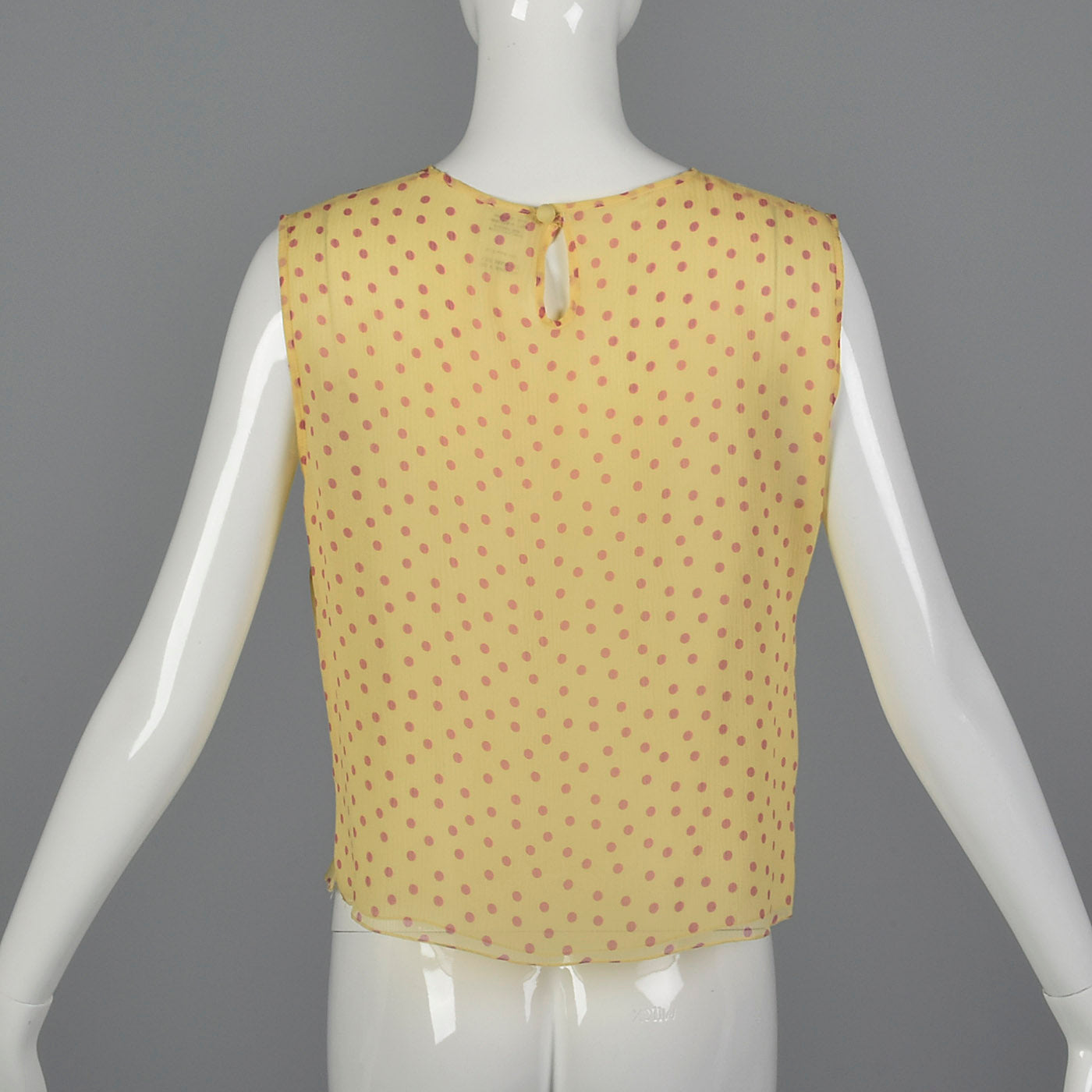 2000s Yellow Silk Blouse with Pink Polka Dots