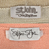 Medium 1980s St. John Set Knit Skirt Peach Shirt Striped Cardigan 3pc Ensemble