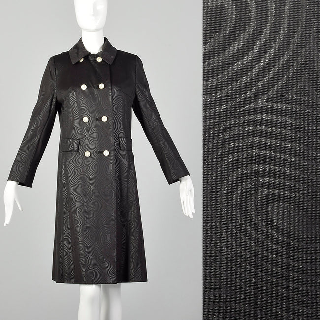 Small 1960s Black on Black Psychedelic Coat