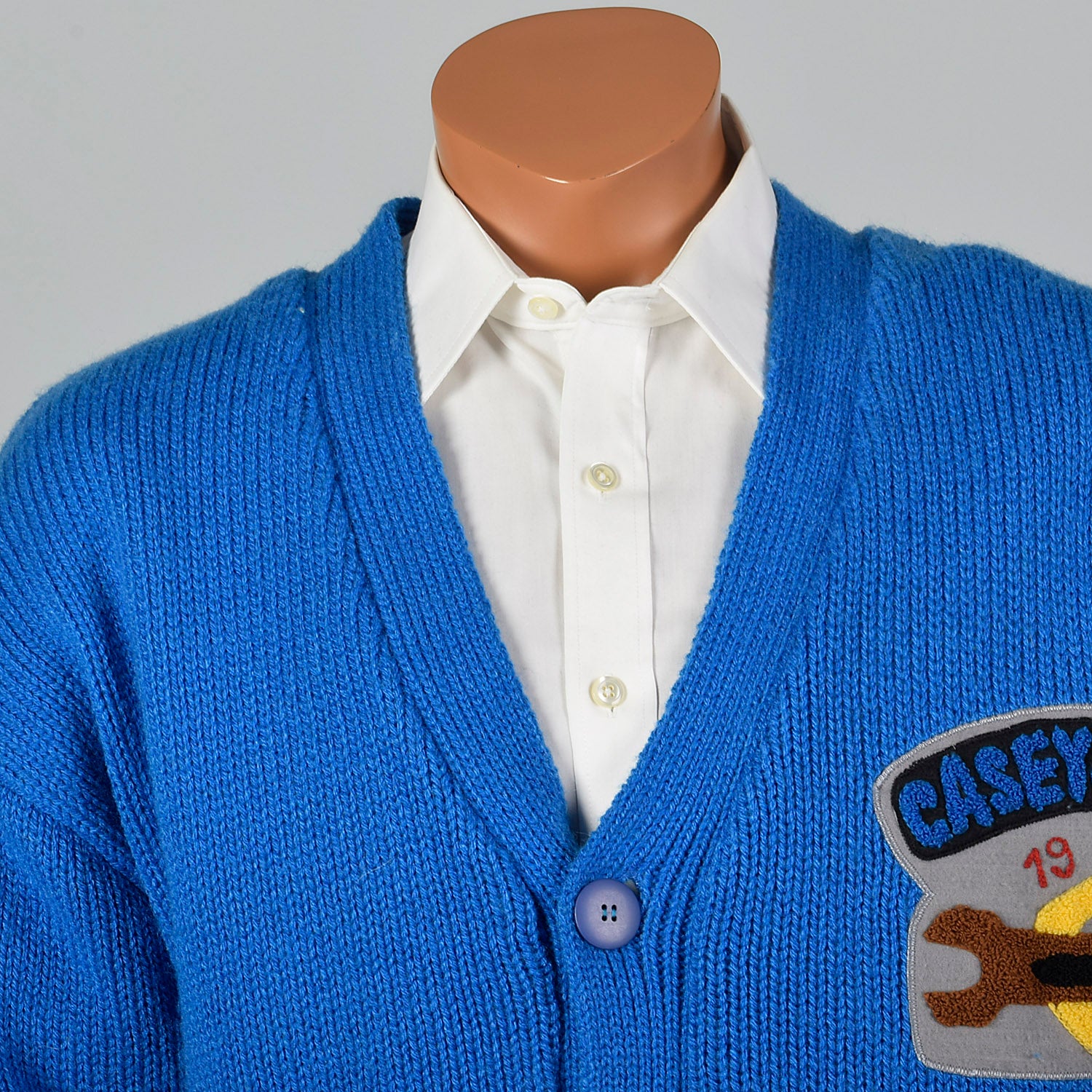 1990s Blue Knit Novelty Race Car Coat
