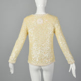1960s Cardigan with Sequins and Woven Ribbon Design
