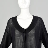Sonia Rykiel 1990s Black Ruffle Crochet Detail Cardigan