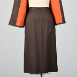 1950s Brown Two Piece Skirt Suit with Pockets