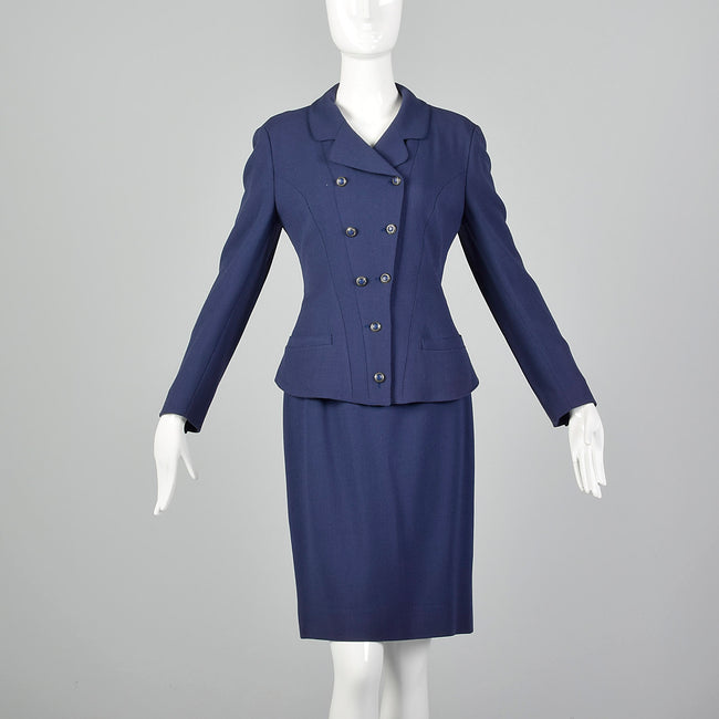 Small Karl Lagerfeld 1990s Blue Skirt Suit