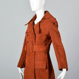 1960s Via Veneto Couture Boutique Suede Leather Trench Coat
