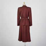 1940s Red and Black Check Skirt Suit