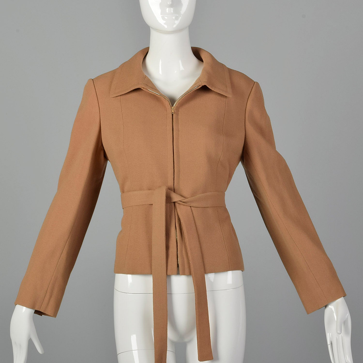 Small 1970s Camel Wool Crepe Jacket