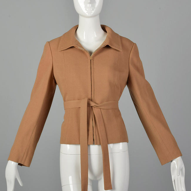 Small 1970s Camel Wool Crepe Jacket