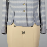 1950s Blue and White Stripe Fitted Blazer