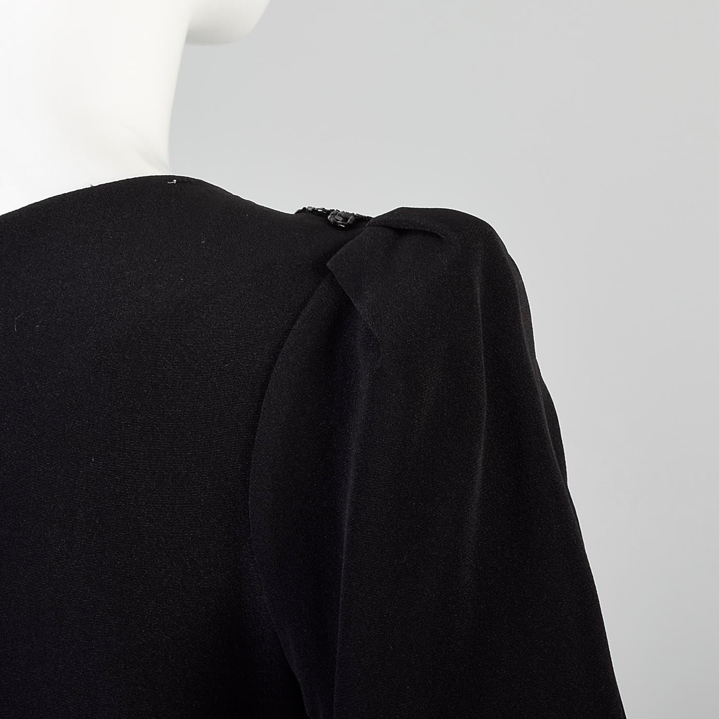 1980s Saks Fifth Avenue Deco Revival Little Black Dress Blade Runner Style