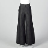 1990s Giorgio Armani Wide Leg Pants in Black on Black Houndstooth