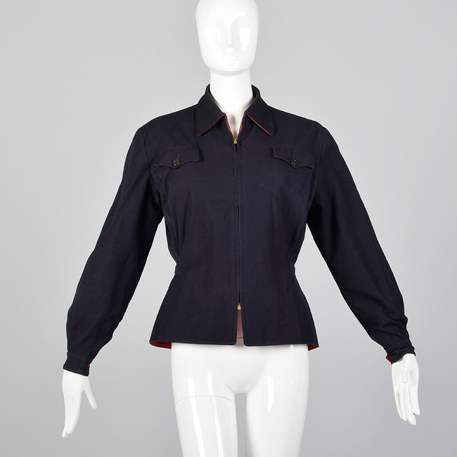 1950s Red and Navy Reversible Jacket with Pockets