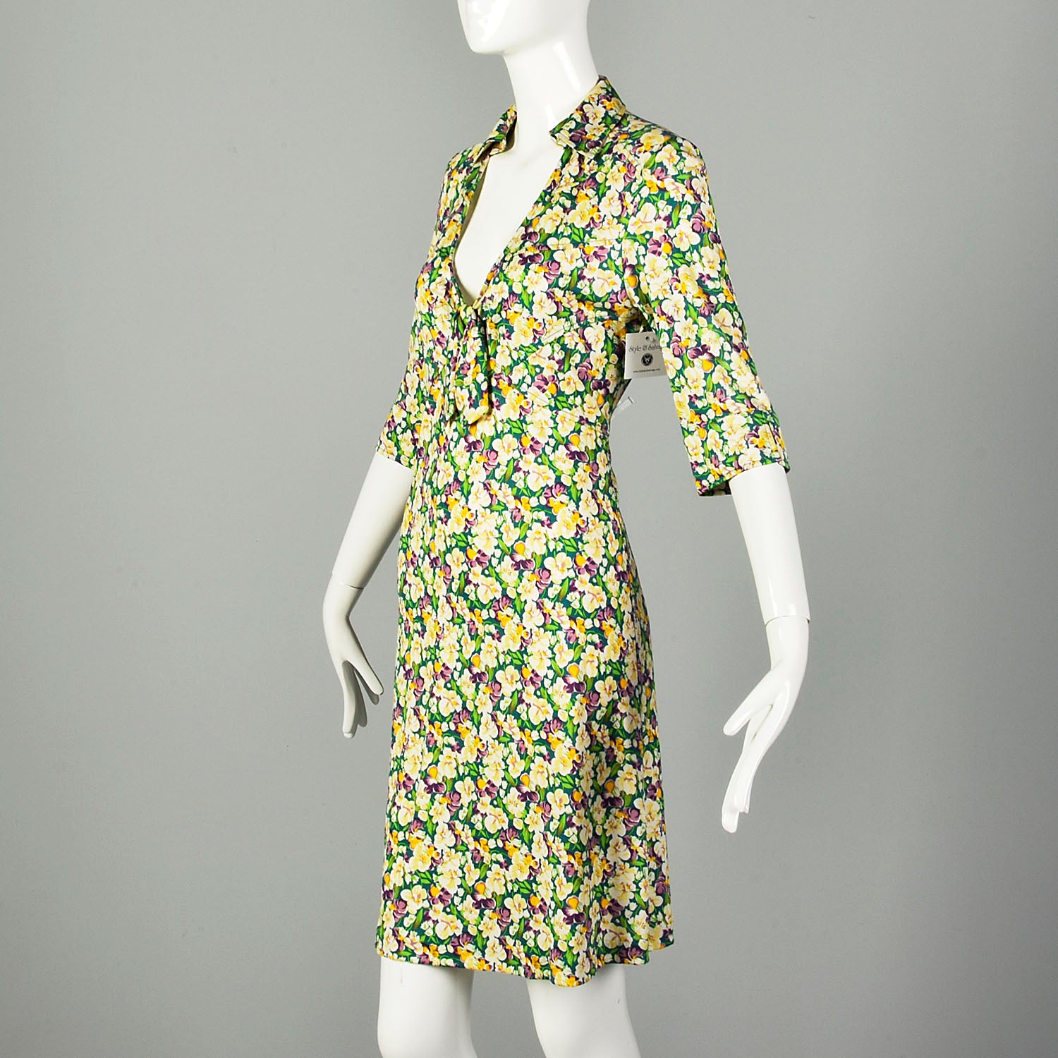 Medium Diane Von Furstenberg Violet Print Dress Floral Silk Jersey