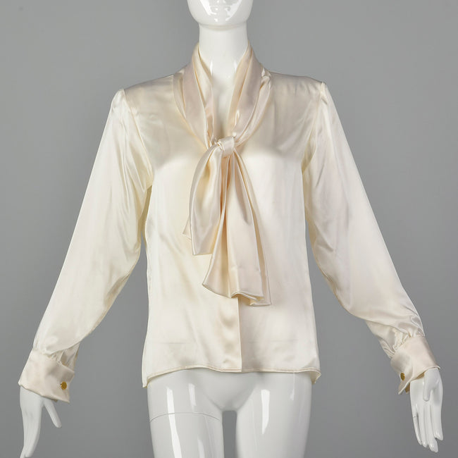 Large Yves Saint Laurent Rive Gauche 1990s Silk Blouse