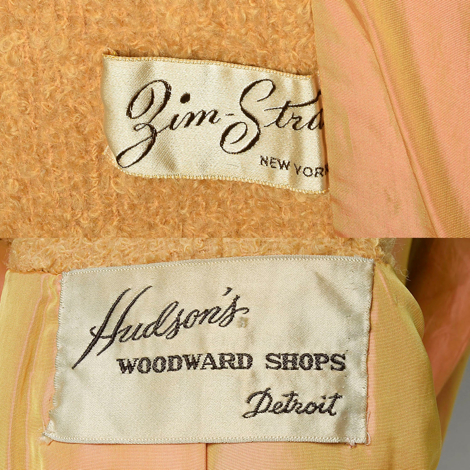 Large 1950s Swing Coat Mustard Yellow Boucle Wool Wind Cuffs Wide Sleeves Velvet Collar