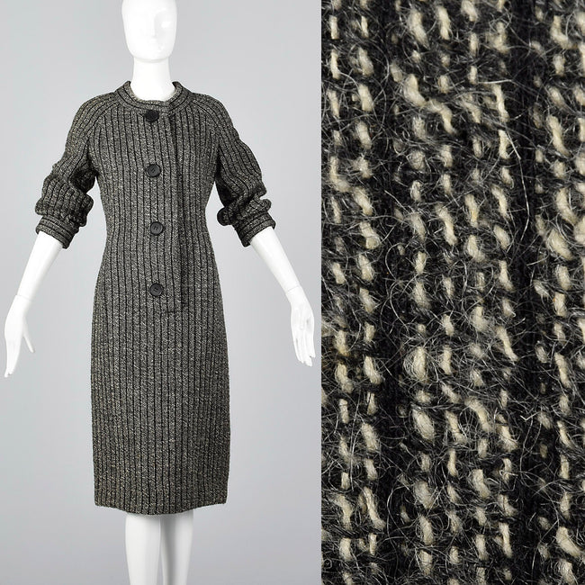 1960s Curve Hugging Chunky Tweed Dress