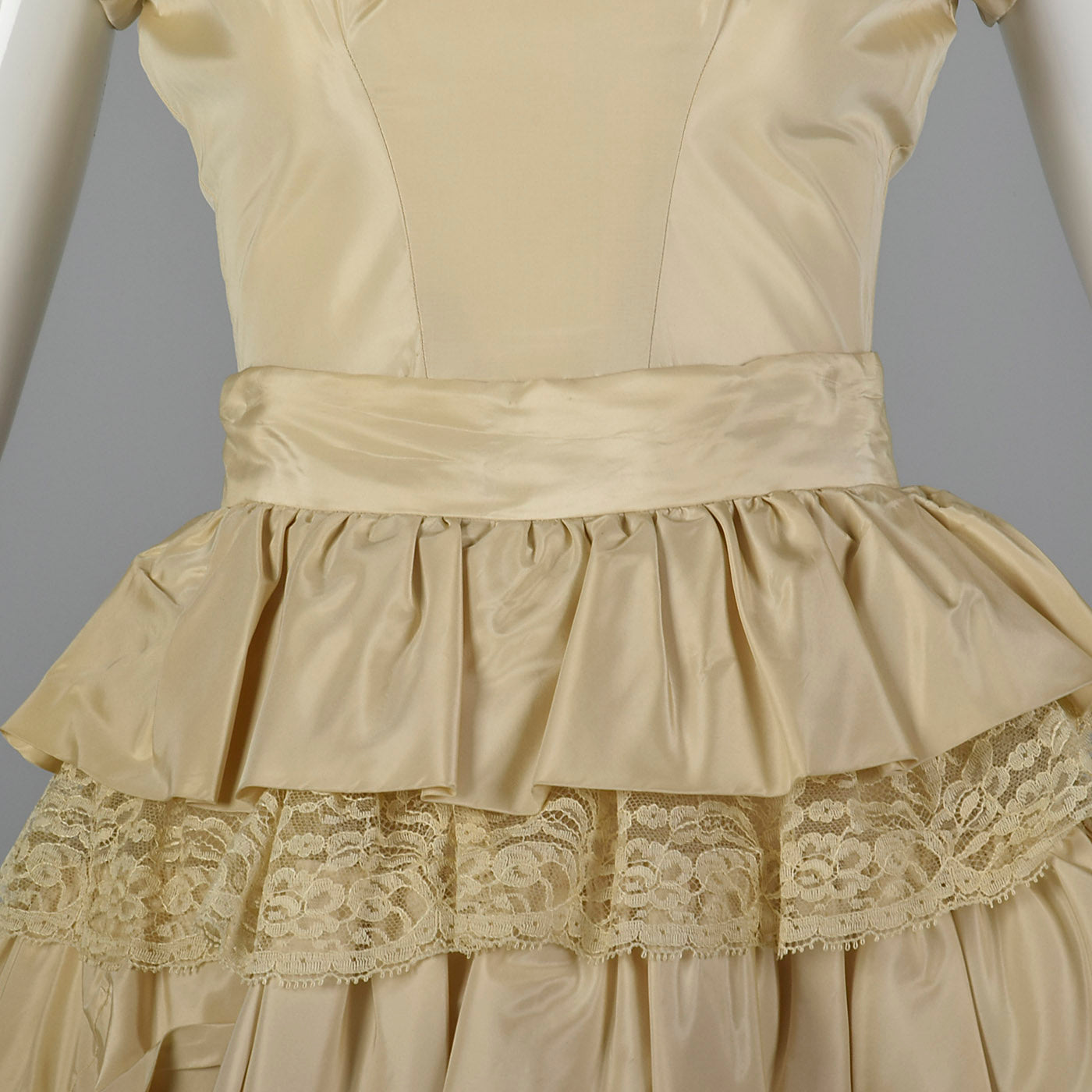 1950s Ivory Wedding Dress with Overskirt