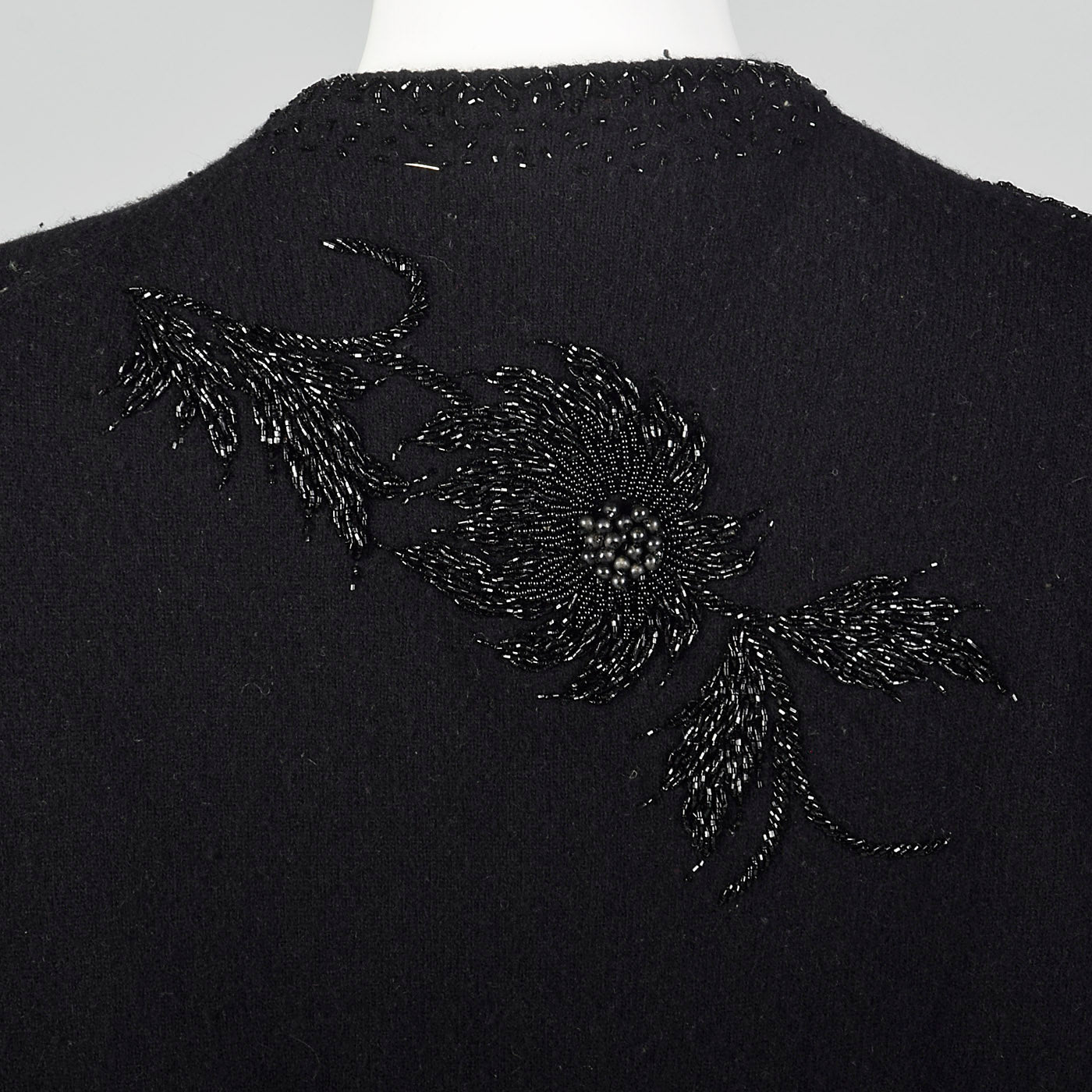 1960s Black Cardigan with Beading
