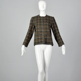 1970s Yves Saint Laurent, Rives Gauche Green Wool Plaid Jacket