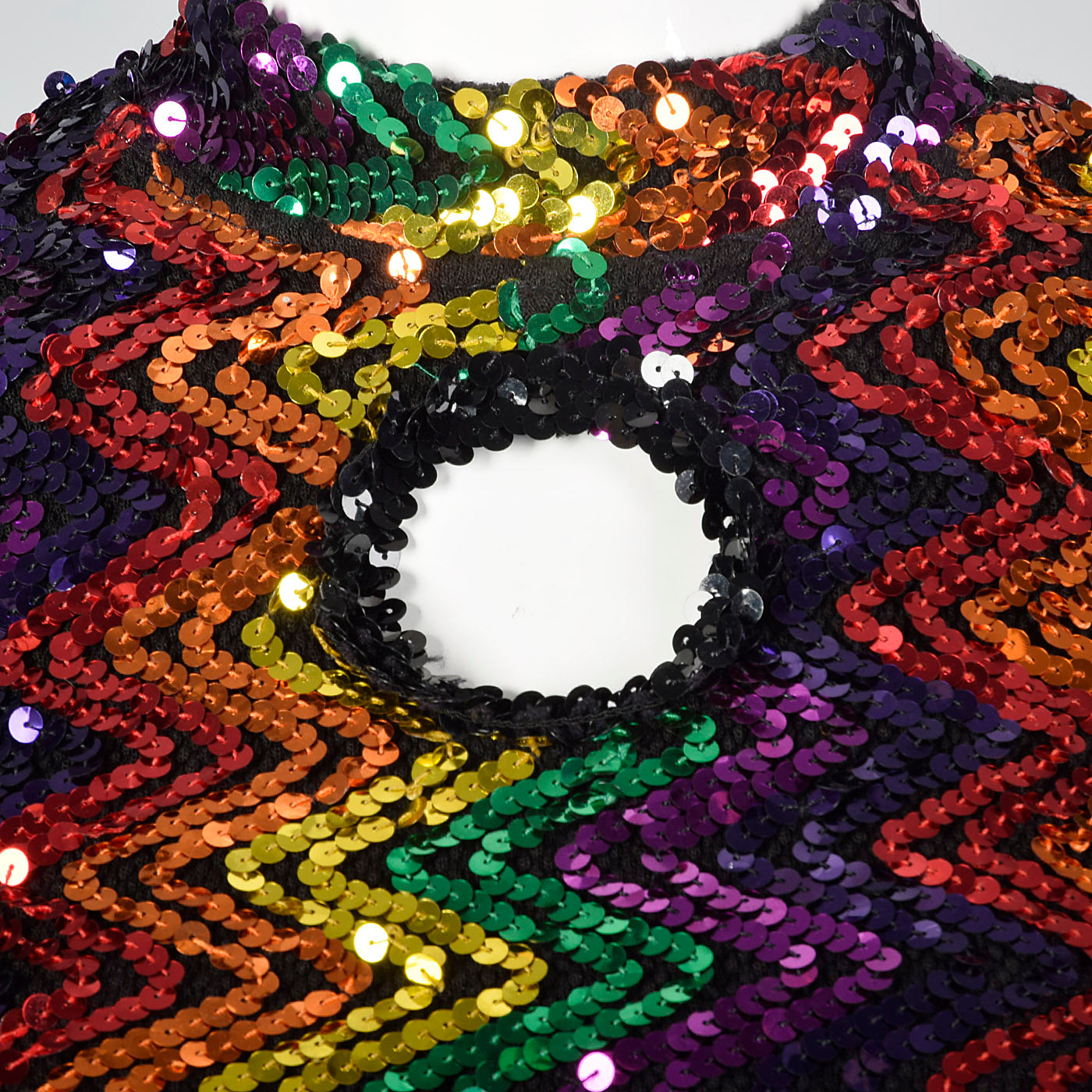 1970s Knit Crop Top with Rainbow Sequins