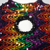 1970s Knit Crop Top with Rainbow Sequins