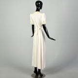 Large 1940s Dress Low Cut Tie Back Waist Crepe Shortsleeve Bridal Wedding Gown