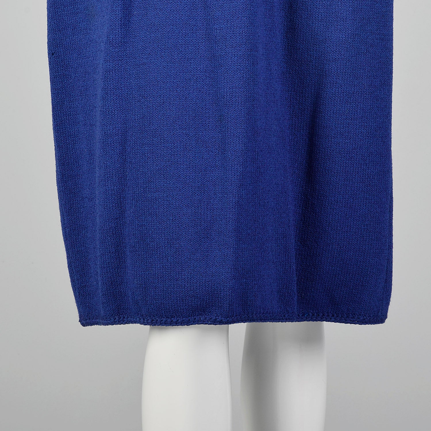 St. John 1980s Blue Faux Wrap Knit Dress