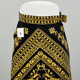 XXS 1970s Mr. Dino Velveteen Skirt Gold Black Print Maxi