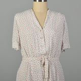 XL 1940s Shirtwaist Day Dress Floral Short Sleeve Summer Volup Cold Rayon