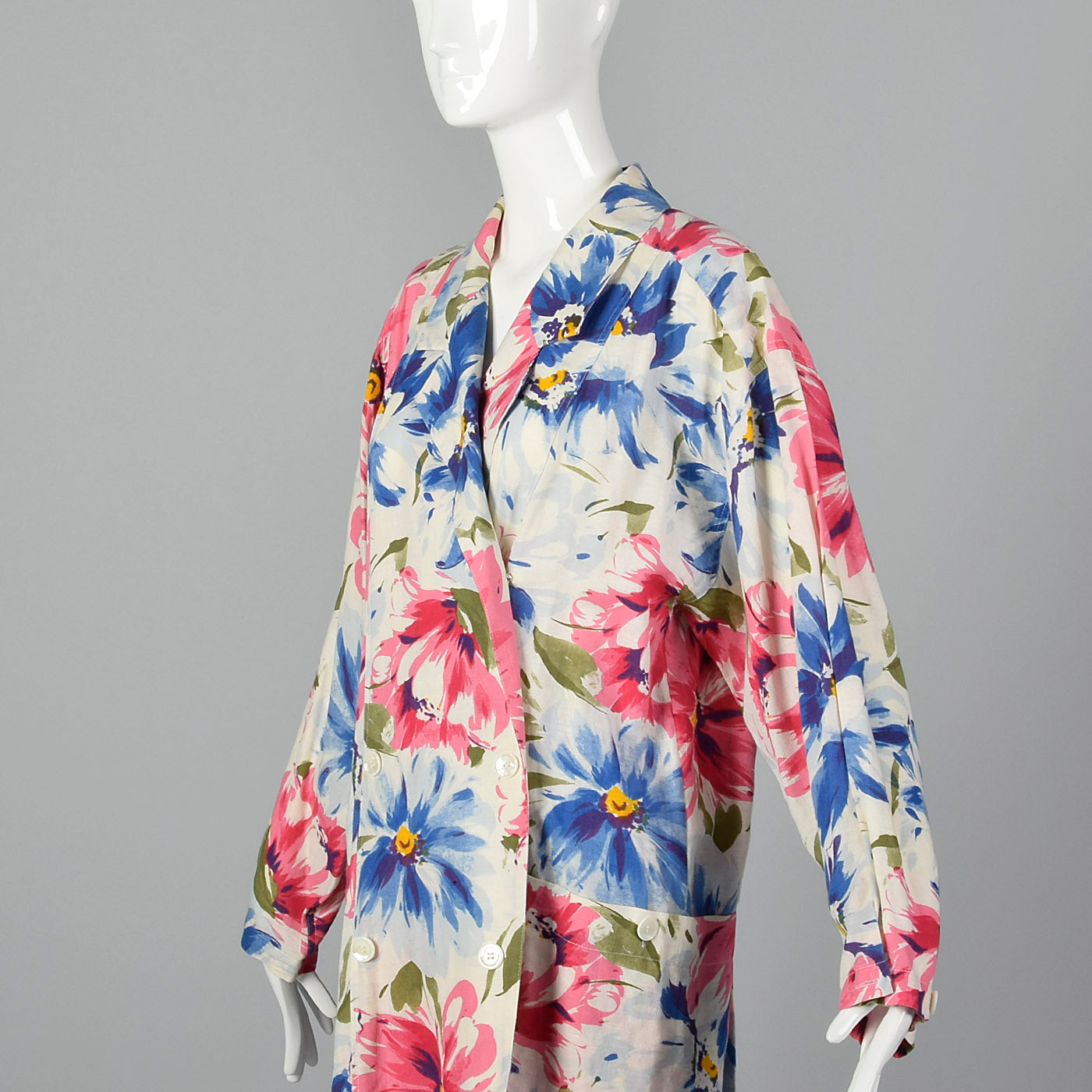 1980s Floral Print Skirt Suit with Oversized Blazer