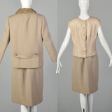 Medium 1960s Tan Three Piece Wool Skirt Suit