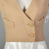 Small 1980s Numbered Christian Dior Boutique Minimalist Tan Wool Vest