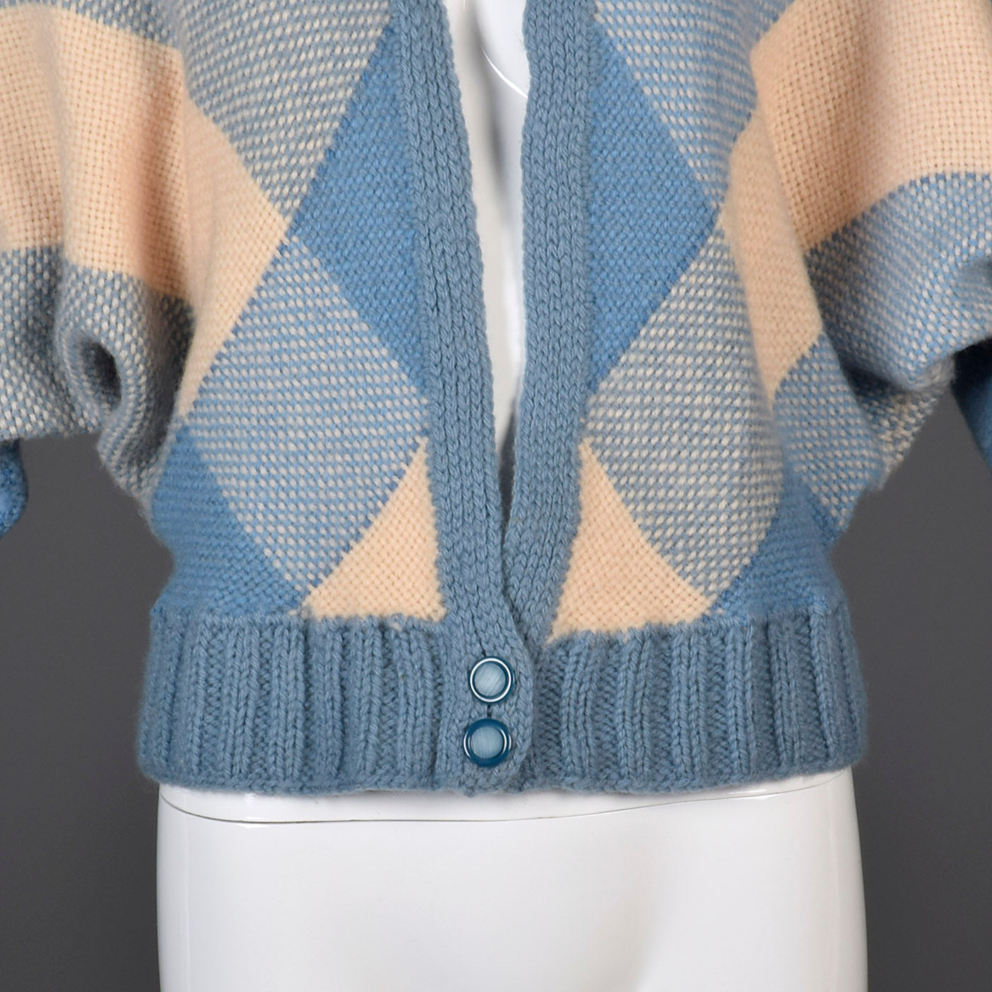 1950s Dolman Sleeve Cardigan in Blue and Cream