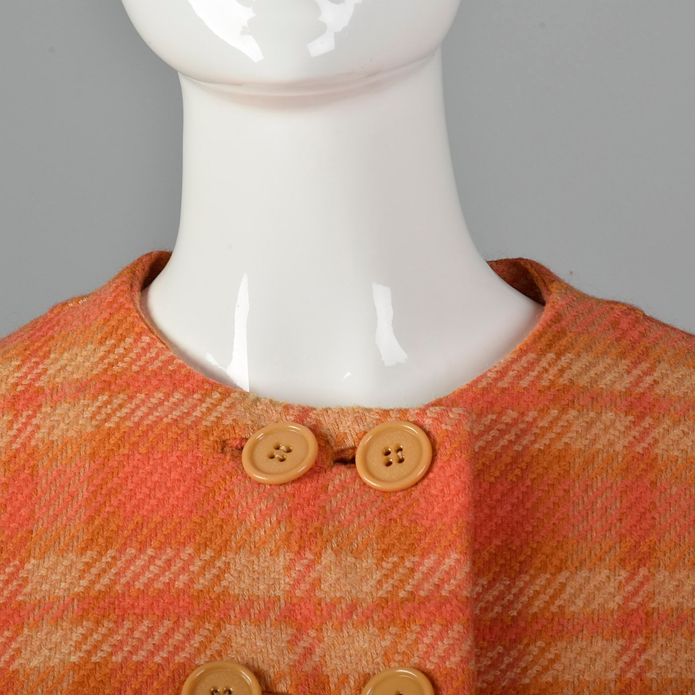 1950s Anne Klein Coat Dress in Orange Plaid