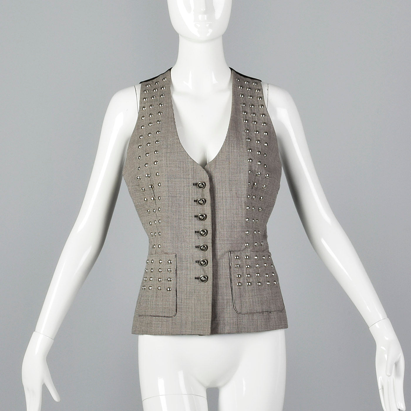 1990s Todd Oldham Seven 7 Studded Wool Vest