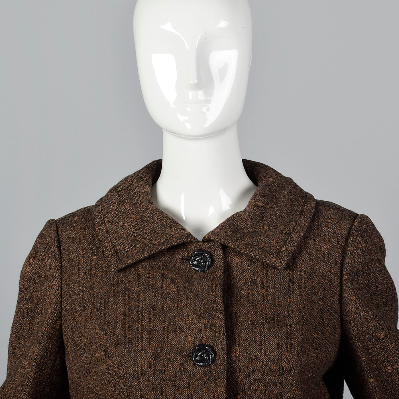 1950s Adele Simpson 28 Shop Wool Tweed Skirt Suit in Brown and Black