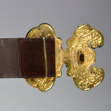 1970s Yves Saint Laurent Brown Butterfly Buckle Belt